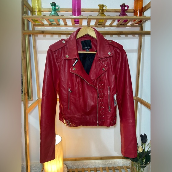 Amisu Leather Jacket. Size- 40 (Fit M-L) - Picture 3 of 9